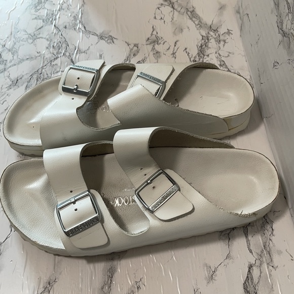 BIRKENSTOCK MONTEREY EXQUISITE WHITE ON WHITE LEATHER SIZE 40 9.5/10 US SIZE - Picture 5 of 9